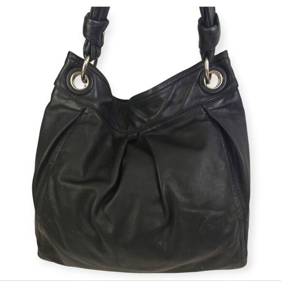 Coach Soft Black Genuine Leather Shoulder Bag Tote HOBO - Picture 6 of 12